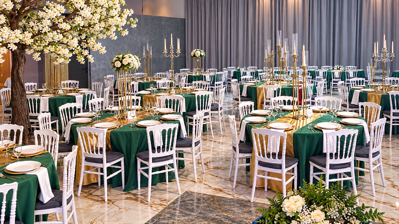 Décoration florale spectaculaire d’une réception de mariage