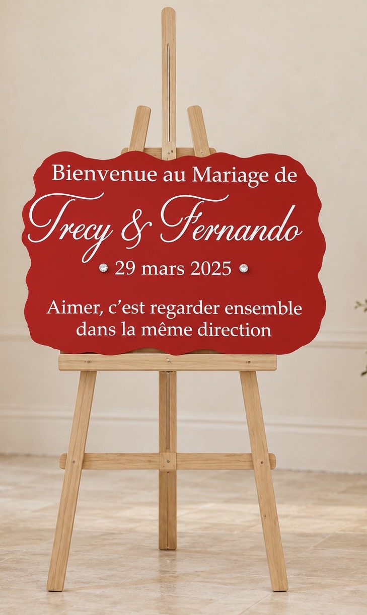 Panneau de bienvenue personnalisé en forme de cœur